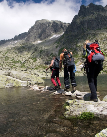 Hiking through the mountains