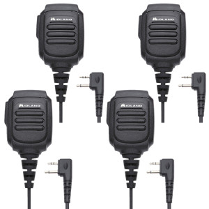 Midland AVPH10 Shoulder Speaker Microphone with Push-To-Talk For Midland Handheld Radios - 4 Pack