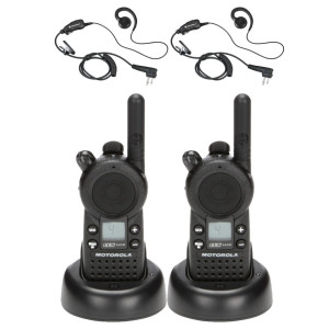 Motorola CLS1410 Radio Two Pack + Two Swivel Earpieces