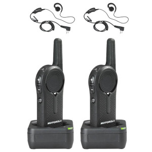 Motorola DLR1020 Radio Two Pack + Two Swivel Earpieces