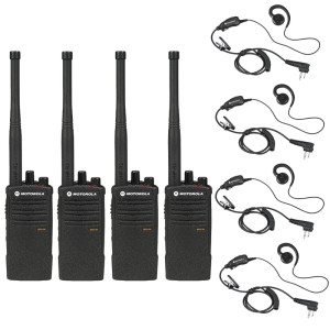 Motorola RDX RDV5100 Radio Four Pack + Four Swivel Earpieces