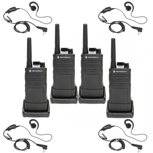 Motorola RM RMM2050 Radio Four Pack + Four Swivel Earpieces