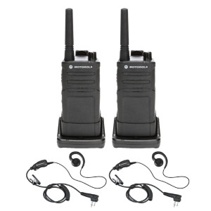 Motorola RM RMM2050 Radio Two Pack + Two Swivel Earpieces 