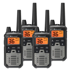Midland T290VP4 High Powered GMRS Two Way Radios - 4 Pack Bundle w/ Headsets & Chargers