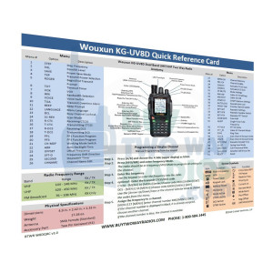 Wouxun KG-UV8D Quick Reference Card