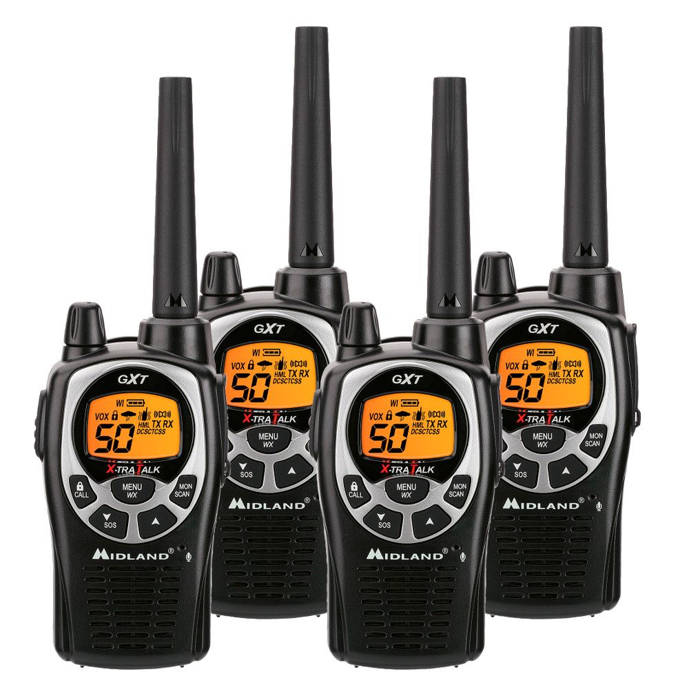 Midland GXT1000VP4 GMRS Radio 4 Pack Bundle w/ Headsets & Chargers