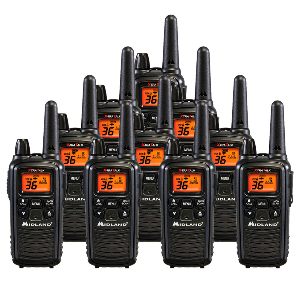 Midland - LXT600VP4 - Two Way Radio - Pair of LXT600 FRS Radios with Headset - Walkie Talkie 2 Pack - NOAA Weather Alert with Weather Scan Technology Midland LXT600VP4 Two-Way Radios 2-Pk 30-Mile 36-Channel, Black