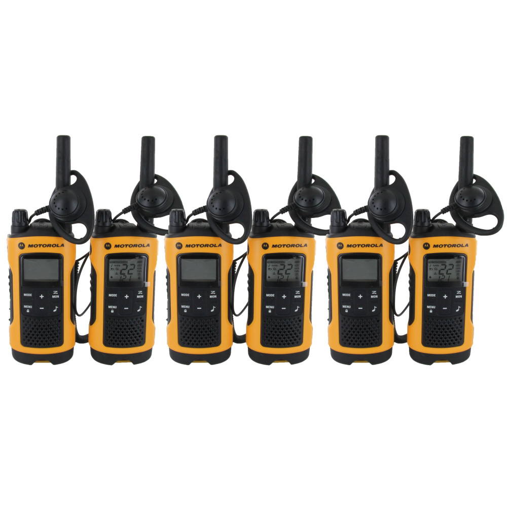 Motorola T402 Walkie Talkie Six Pack with Chargers and Earpieces
