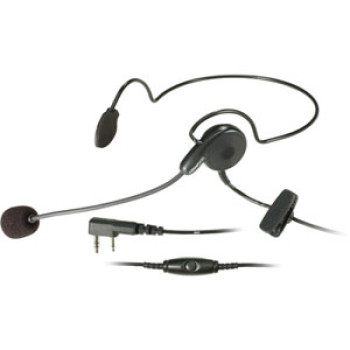 Behind the neck headphones with microphone outlet
