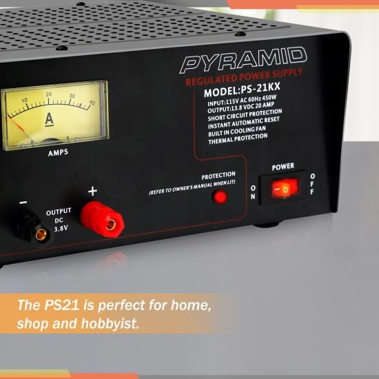 Pyramid PS21KX Bench Power Supply AC-to-DC Power Converter with Amperage  Gauge Display (18 Amp)
