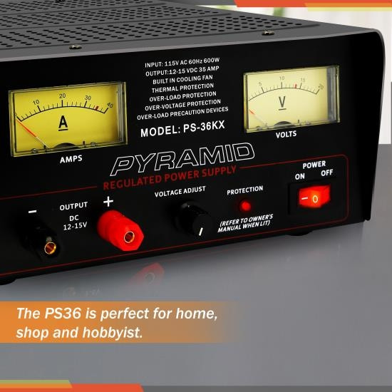New PYRAMID PS36KX 35 Amp AC/DC Power Supply w/ Meters for Ham CB Radio 