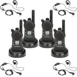 Motorola CLS1110 Radio Four Pack + Four Swivel Earpieces