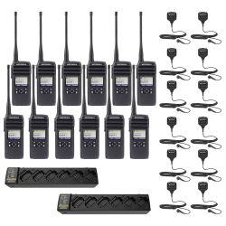 Motorola DTR600 Radio Twelve Pack + Two Multi-Charger + Twelve Speaker Microphones