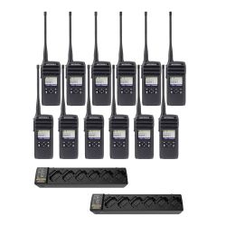 Motorola DTR600 Radio Twelve Pack + Two Multi-Charger