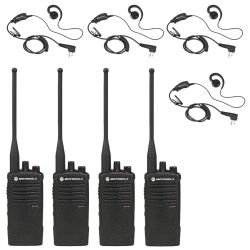 Motorola RDX RDU4100 Radio Four Pack + Four Swivel Earpieces 
