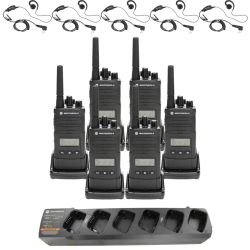 Motorola RM RMU2080d Radio Six Pack + Multi-Charger + Six Swivel Earpiece