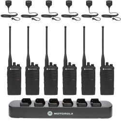 Motorola RDX RDU4100 Radio Six Pack + Multi-Charger +  Six Speaker Microphones