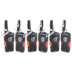 Cobra ACXT1035R FLT Waterproof Walkie Talkie Six Pack + Chargers + Surveillance Earpieces