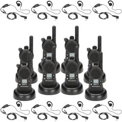 Motorola CLS1410 Radio Eight Pack + Eight Swivel Earpieces