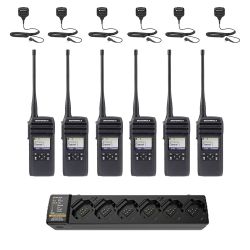 Motorola DTR600 Radio Six Pack + Multi-Charger + Six Speaker Microphones