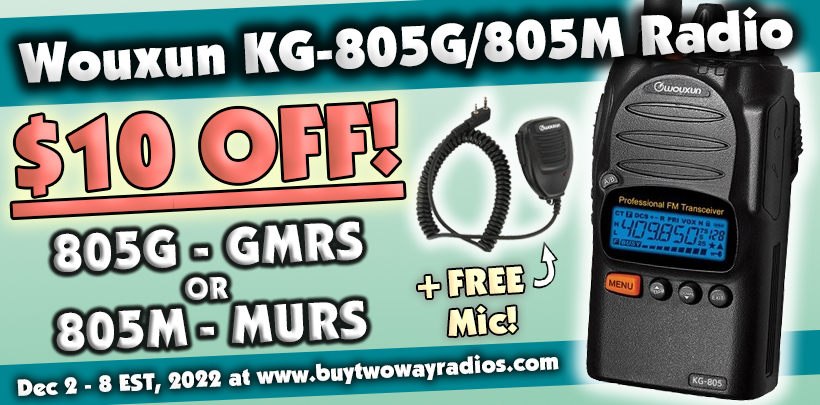 $10 OFF Wouxun KG-805G or KG-805M  Plus FREE Speaker Microphone!