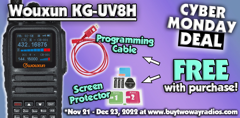 FREE Programming Cable+Screen Protector with the Wouxun KG-UV8H Dual Band Ham Radio!