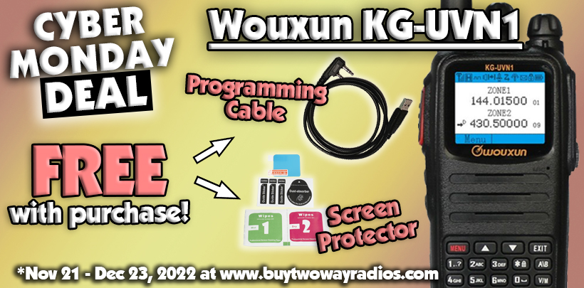 FREE Programming Cable+Screen Protector with a Wouxun KG-UVN1 DMR Radio!