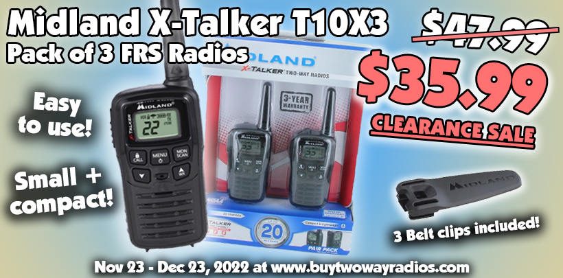 $25 OFF a Midland X-Talker T10X3 Two Way Radio - 3 Pack!