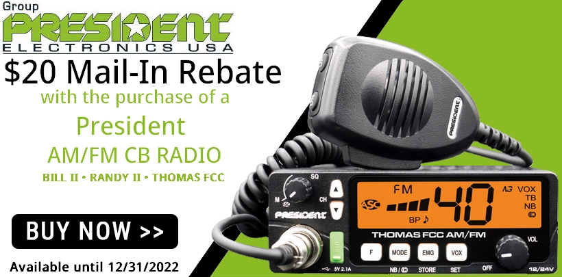 $20 Rebate on Select President CB Radios!