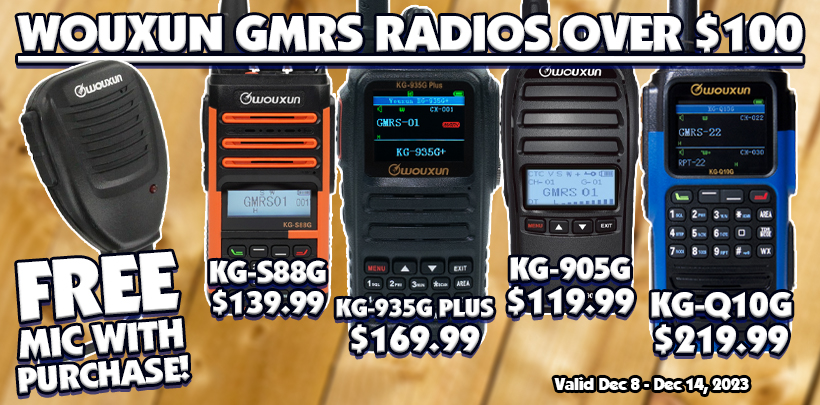 FREE Speaker Microphone With Purchase of Any Wouxun GMRS Handheld Radio over $100!
