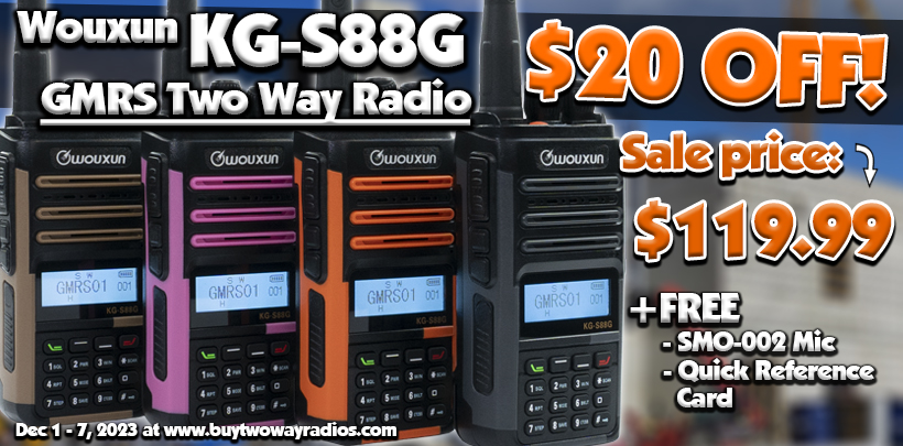 $20 OFF Wouxun KG-S88G Plus FREE Speaker Microphone and Quick Reference Card!
