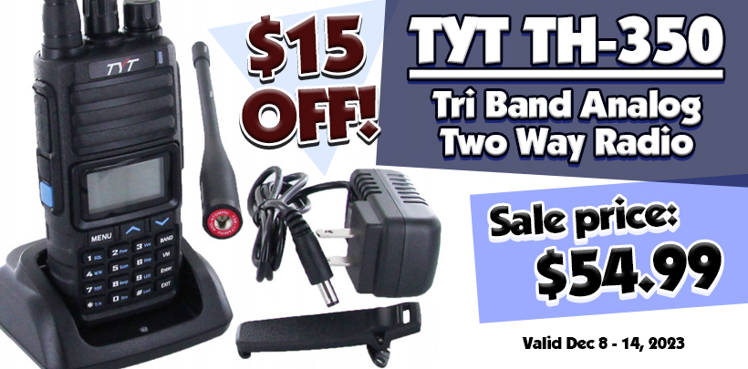 $15 off TYT TH-350 Tri Band Amateur Two Way Radio!