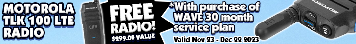 FREE Motorola WAVE TLK 100 LTE Two Way Radio with purchase of a 30 month service plan!